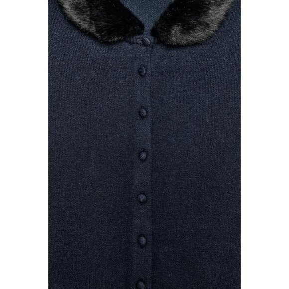 ZARA CONTRAST KNIT FAUX FUR CARDINGAN - Picture 8 of 9